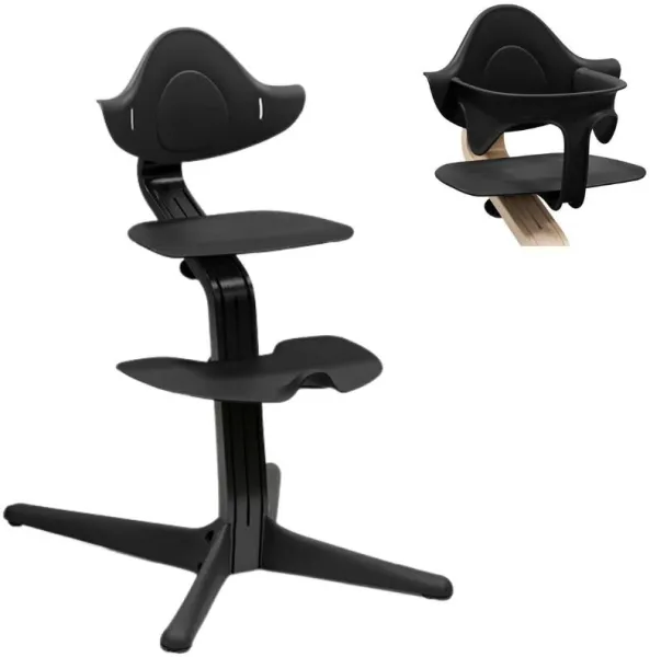 Høy stol bøk - svart inkl. babysete