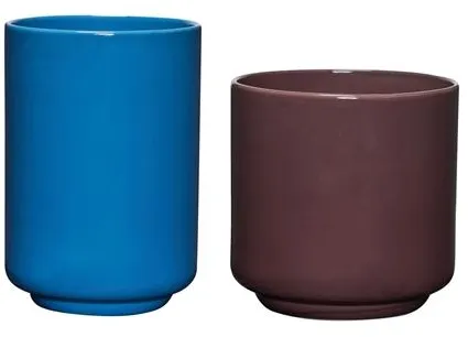 Hübsch Deux Potte Sett med 2 Rødbrun/Blå